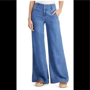 INC denim wide leg soft jeans blue medium indigo petite 0P